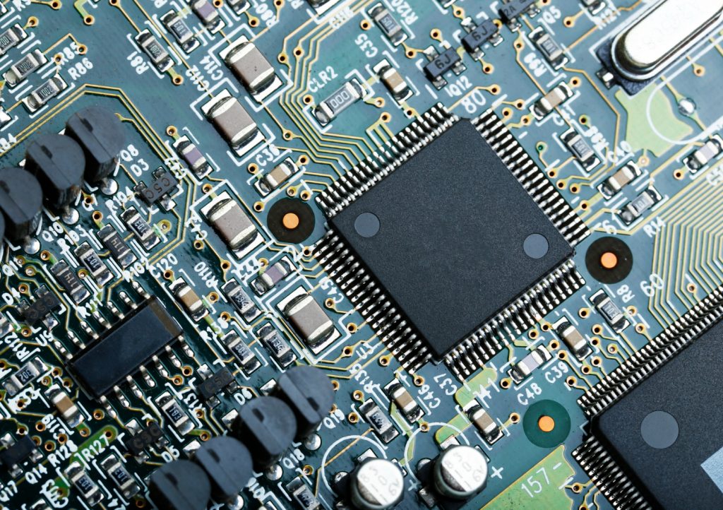 Closeup Electronic Circuit Board With Cpu Microchip Electronic Components Background 1024x722